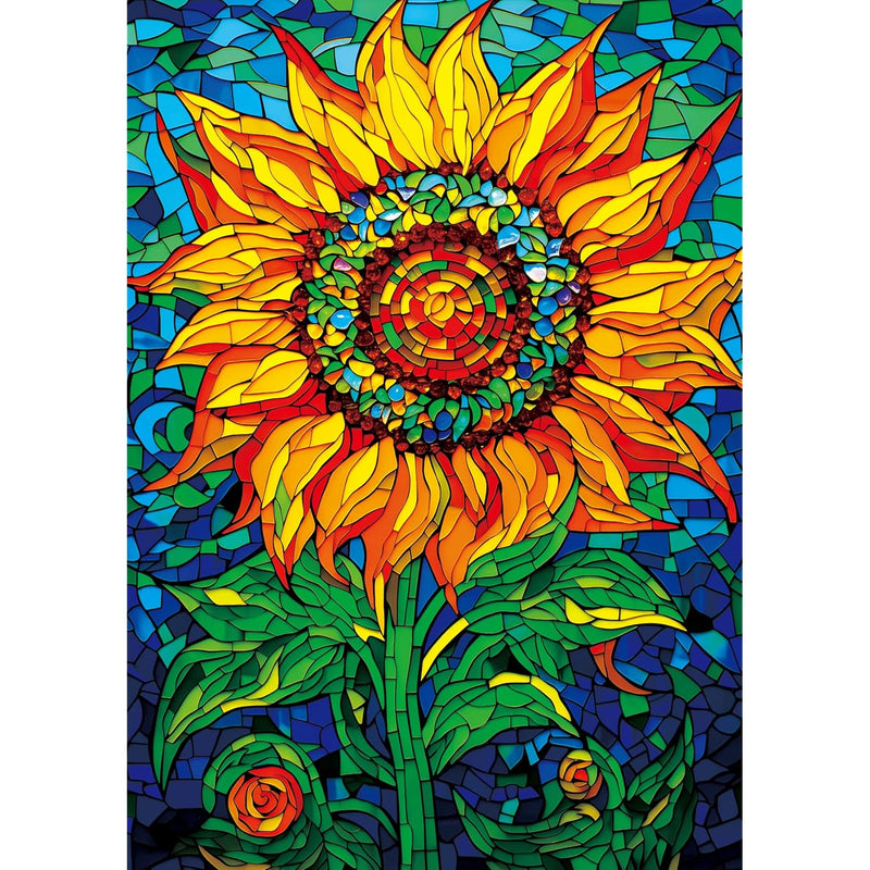 Puzzle Glass Sun Flower 1000 Pieces Rectangle Puzzle Stained Glass Art Colo