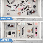 6 Pack Drawer Organizer - 6" X 9" Plastic Storage Bins, Acrylic Organizers with Non-Slip Pads Clear Desk Storage Tray for Makeup, Jewelries, Kitchen Utensils, Bathroom and Office