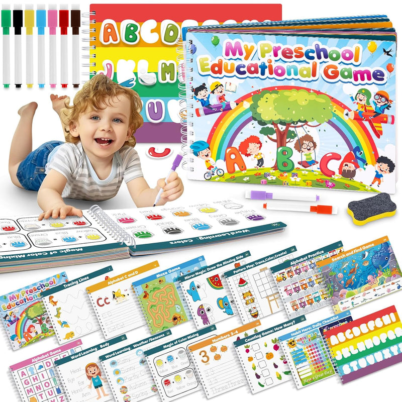 52 Pages Preschool Learning Activities, Montessori Busy Book For Kids 3 4 5