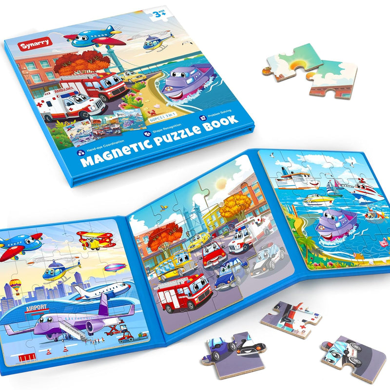 Air Land Water Transport Magnetic Puzzles For Toddlers 2 4, 20 Pieces Trave
