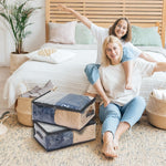 2pcs Clear Clothes Organizer Storage Bags, Foldable Bed Sheet Comforter Storage Bags PVC Organizers with Zipper for Sweaters, Bedding Sets, Closet(35l, 9.5 Gallons)