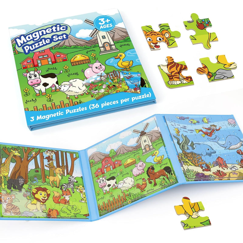Magnetic Puzzles For Toddlers 3 5,36 Pieces Travel Puzzles Games For Kids,A