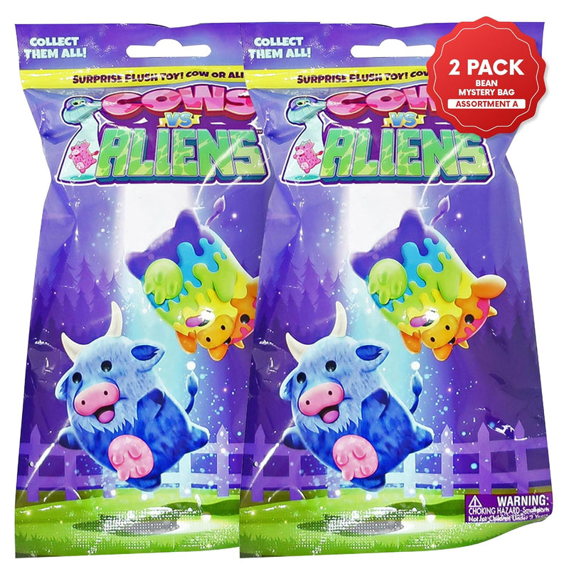 2 Pack Mystery Bags For Boys & For Girls Alien & Cow Plush Collectible Stoc