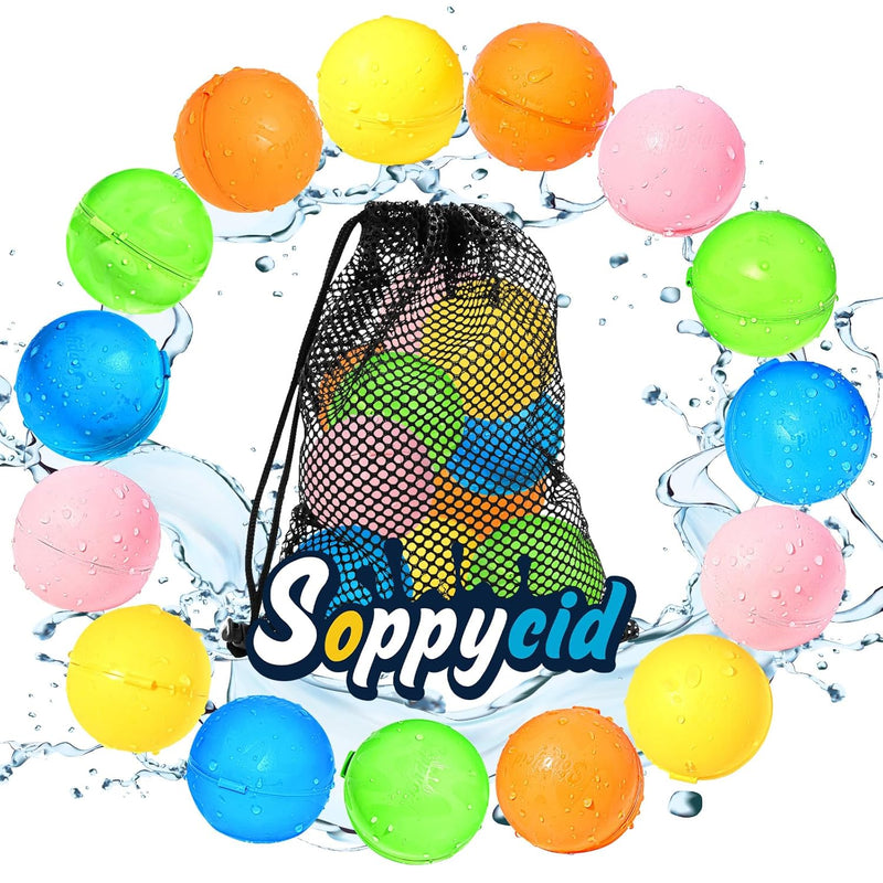 Soppycid 15Pcs Reusable Water Balloons Quick Fill, Pool Bath Toys For Kids,