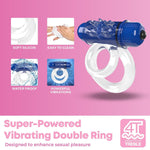 4T Doubleo 6 Cock Ring, Blueberry | Vibrating Cock Ring, Tickle And Tease, Treble Vibrations | Penis Ring, Reusable Vibrator | Couple Sex Toys, Dick Ring For Mutual Pleasure