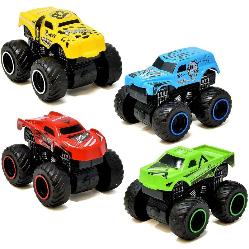 Monster Trucks For Boys Inertia Powered 4 Wheels Diecast Mini Vehicle Set Push