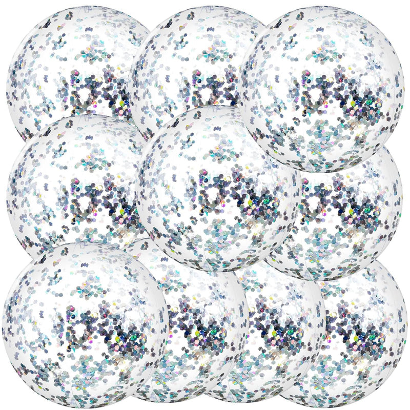 Civaner 10 Pieces Inflatable Beach Balls Glitter Swimming Pool Balls Christ