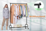 Heavy Duty Clothing Racks for Hanging Clothes Rack, 43" Wide Rolling Garment Rack Metal Clothing Hanger Rack with Wheels Wardrobe Rack for Coats, Shirts, Dress, (Black)