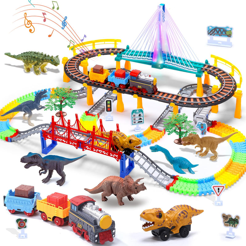 Toddler Train Set Toy, Electric Train Track & Dinosaur Track Toy For 3 4 5