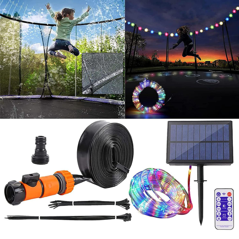 Trampoline Sprinkler With Led Lights 1 Roll 65.6Ft 200 Leds Solar String Light