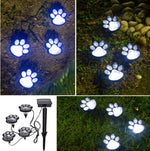 Paw Print Solar Outdoor Lights, Solar Lights Outdoor Waterproof Dog Paw Lights(Set of 4), Cat Puppy Animal Garden Lights Path Paw Lamp Walkway Lighting for Patio,Yard,Any Pet Lover(Solar White paw)