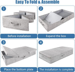 Underbed Storage Containers 3 Pack, Large Under Bed Storage Bins with Lids, Foldable Sturdy Under the Bed Storage Drawer for Organizing Clothes, Shoes, Blankets, Pillows-Grey