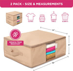 Clothes Storage Bag Organizer with Cedar Insert to Protect from Moth, Moist, Dirt, Dust etc. - Set of 2 Bags for Clothes, Sweaters, Beddings, Blanket, Blouses and More –Underbed Storage