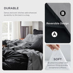 Black Comforter Set King - 7 Pieces Reversible Black Bed Set King, Black Bedding Set King With Comforters, Sheets, Pillowcases & Shams, King Size Black Bed In A Bag