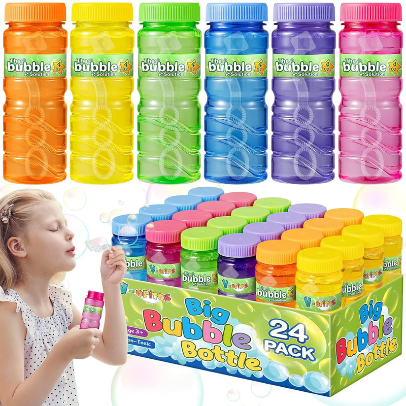 V Opitos 24 Pack Bubble Bottles With Wands In 6 Colors, 4Oz Bubbles Solutio