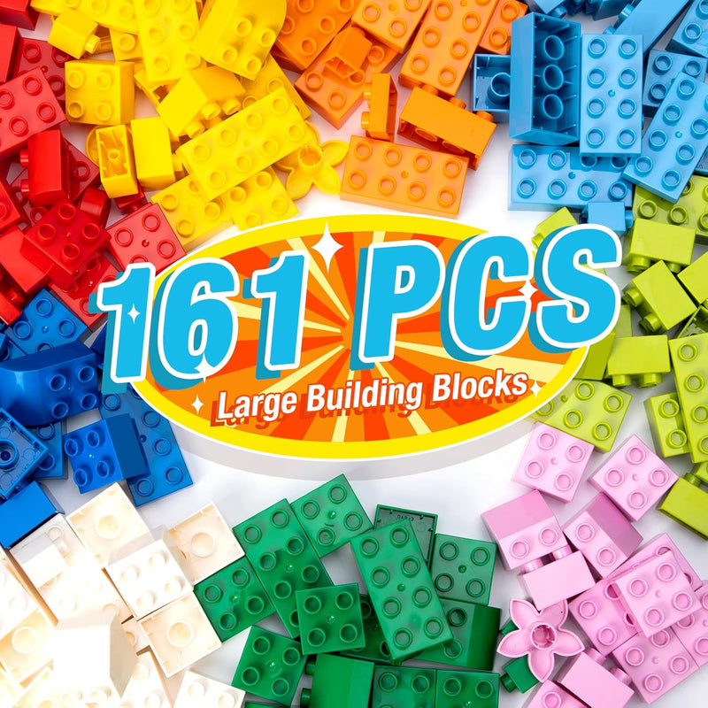 Large Building Blocks For Kids Toddlers, 161Pcs Big Building Bricks With 10
