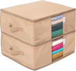 Clothes Storage Bag Organizer with Cedar Insert to Protect from Moth, Moist, Dirt, Dust etc. - Set of 2 Bags for Clothes, Sweaters, Beddings, Blanket, Blouses and More –Underbed Storage