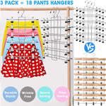 3 Pack Closet-Organizer-Pants-Hangers-Space-Saving,Metal Closet-Organizers-and-Storage,6 Tier Organization and Storage Short Skirt Hangers Cilp,Dorm Room Essentials for College Students Girls Boys Guy