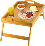 Large Bed Table Tray with Folding Legs - Breakfast Tray with Handles - Bamboo Bed Tray for Bed, Sofa, Eating and Laptops, Snacking and Working