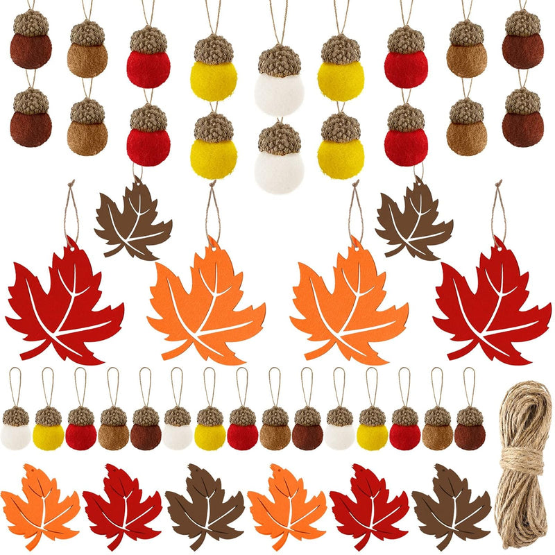 43 Pieces Thanksgiving Fall Felt Ornament Set Including 25 Pieces Acorn Balls