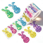 500 Pcs Sparkly Easter Bunny Stickers, 5 Colors, Waterproof Self-Adhesive Rabbit Decals