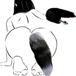 Fox Tail Butt Plug, Cosplay Anal Plug for Beginners, 18" Black for Men & Women