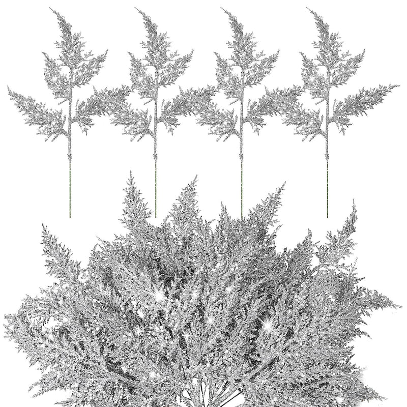60 Pcs Christmas Artificial Faux Cedar Branches Artificial Green Cedar Sprigs
