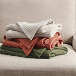 100% Cotton Throw Blankets For Couch - Waffle Weave Blankets For All Seasons, Cozy And Soft Woven Blankets, Lightweight Fall Throw Blankets, Light Beige/Linen, 50X70 Inches