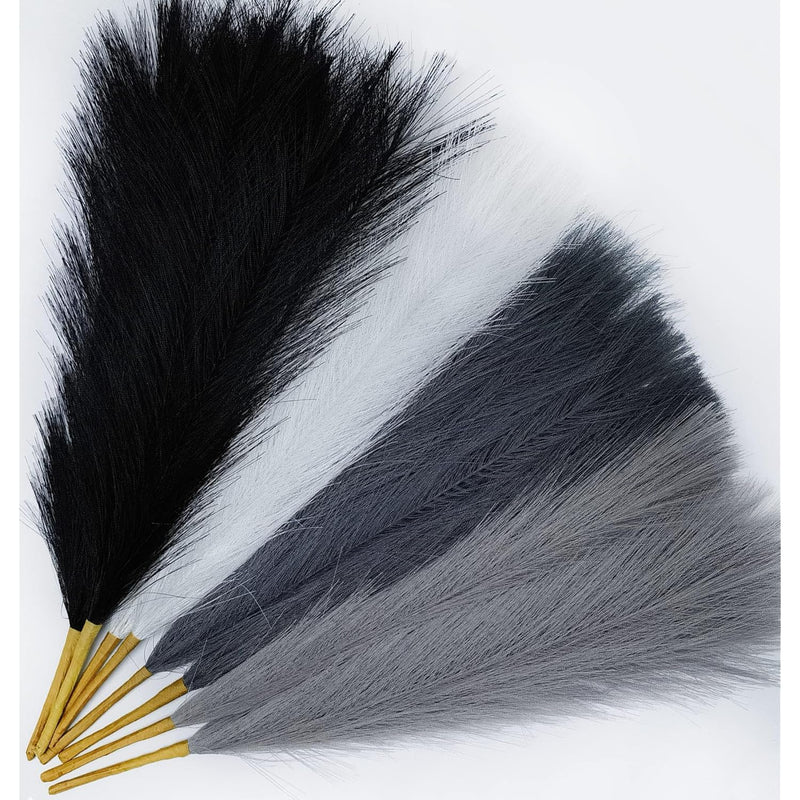 8 Pcs 17" Pampas Grass Faux Dried Decor, Fluffy Fake Small Pompas Artificial B