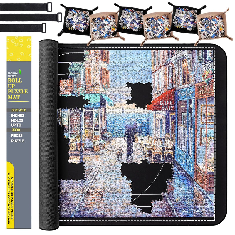 Jigsaw Puzzle Mat Roll Up, No Creases 49” X 36” Rubber Saver Pad Up To 3000
