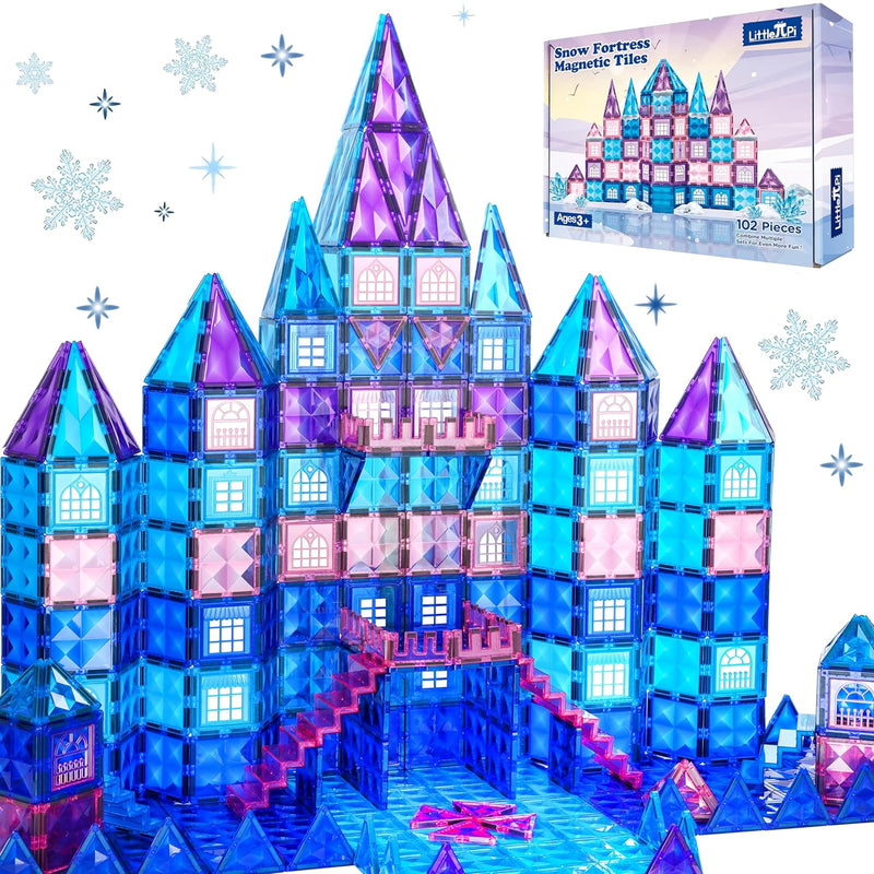 102Pcs Frozen Princess Castle Magnetic Tiles Building Blocks 3D Diamond Blo