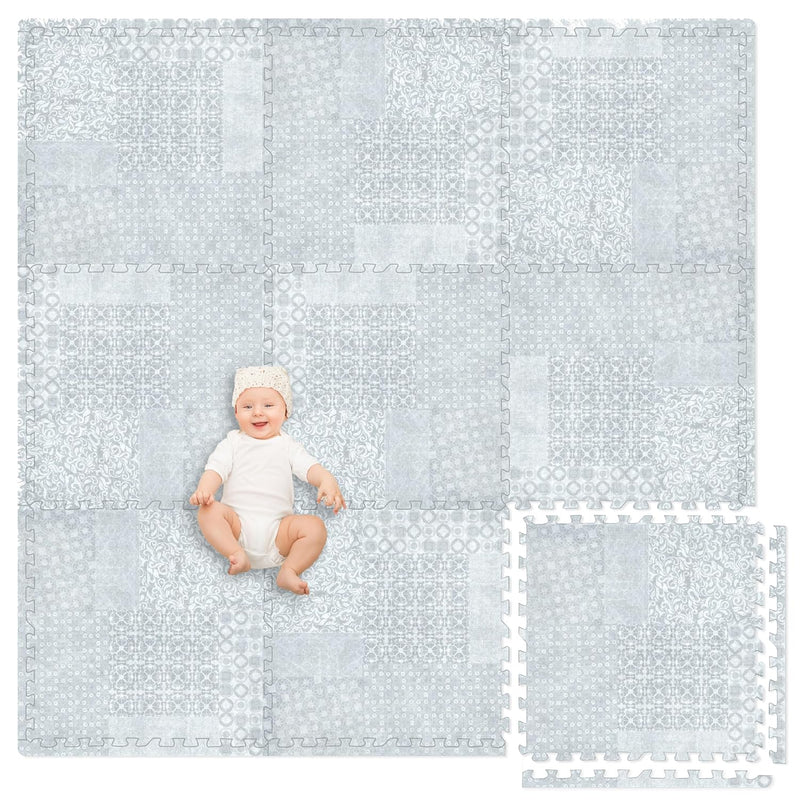 Non Toxic Extra Thick Children'S Play Mat, 9 Tiles 72 X 72 Inch Comfortable Cu