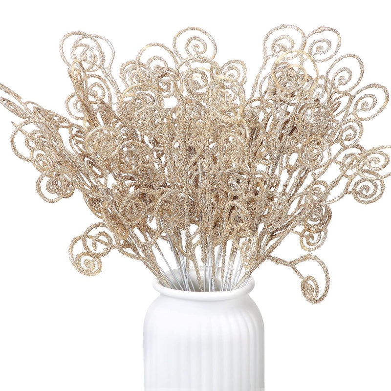 50 Pieces Christmas Tree Picks And Sprays Glitter Artificial Stem Picks Orname