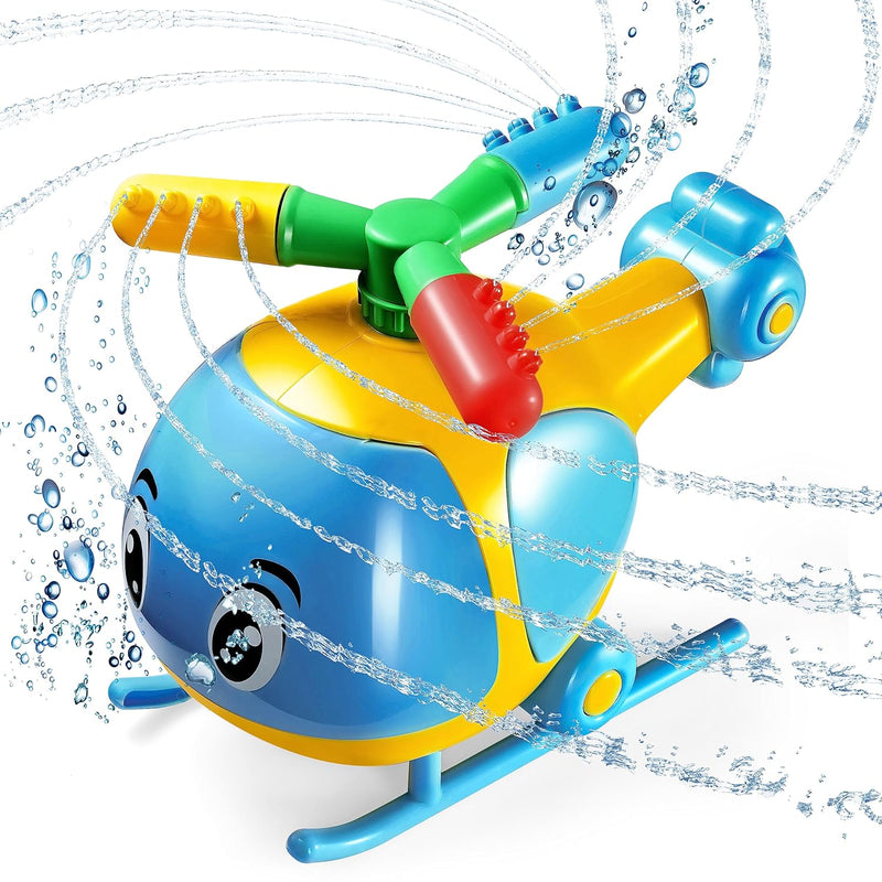 Puddle Splashers Helicopter Sprinkler For Kids, Blue & Yellow, Large, Spins