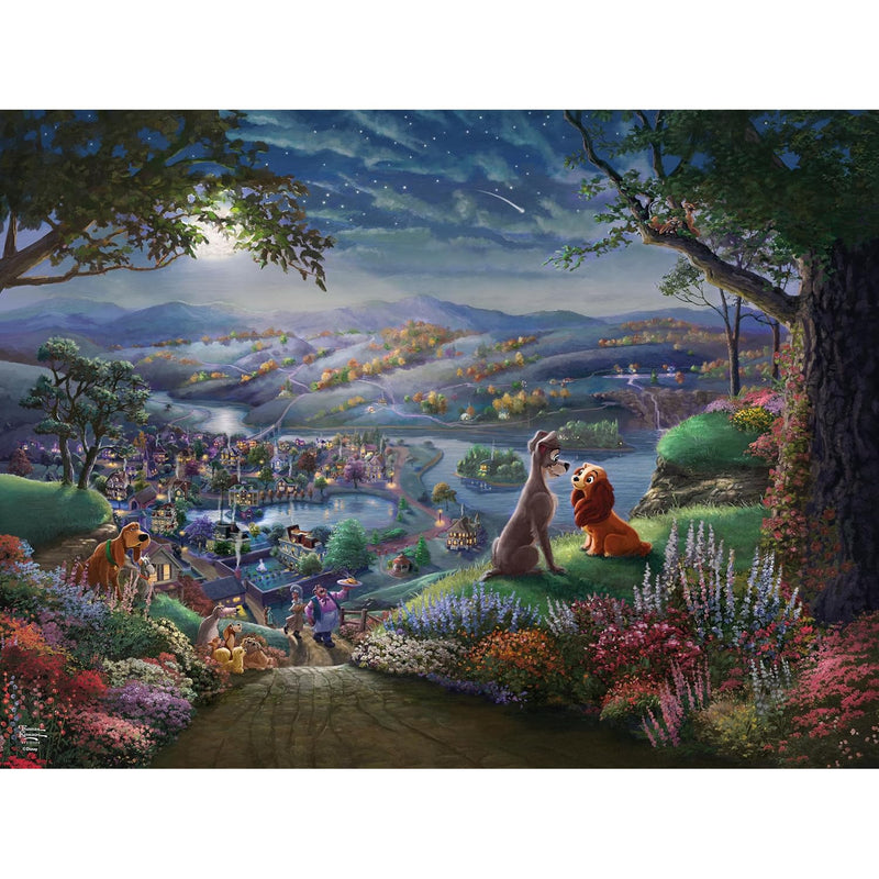 Ceaco - Disney - Thomas Kinkade - Lady and The Tramp Falling in Love - 300