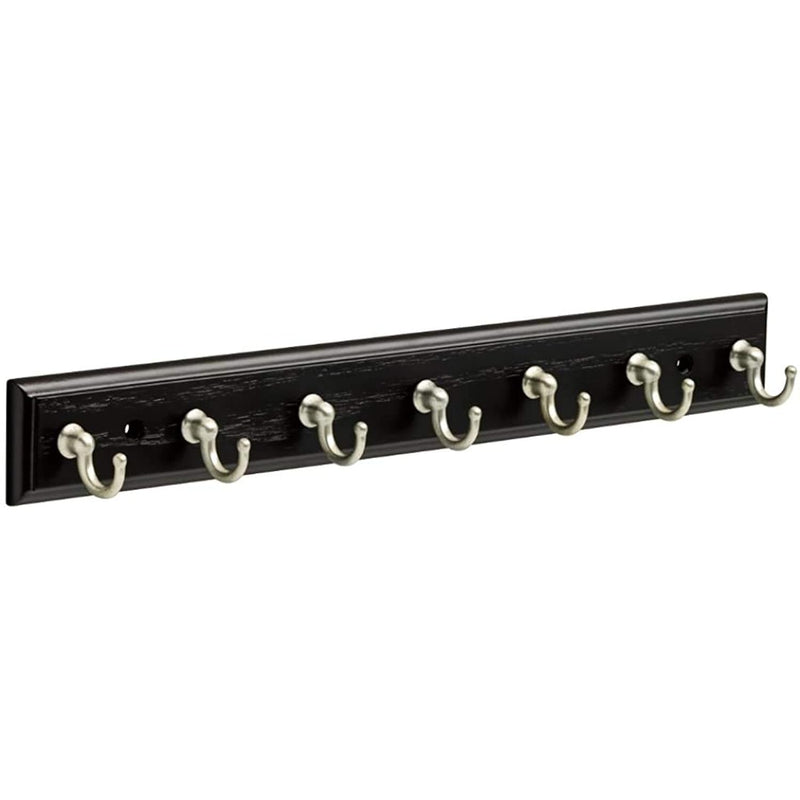 Franklin Brass Key Hook Rail Wall Hooks 14 Inches, Black & Satin Nickel, Fbkeyt7