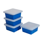 Square Bin With Lid, Storage Containers, Powder Blue, 4-Pack