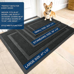 Front Door Mat Indoor Outdoor Entrance, Waterproof All-Season, All-Weather Doormat, Sturdy Natural Rubber, Fade Resistant, Low Profile, Easy Clean Patio Porch Entryway Mat, 29.5x17, Black