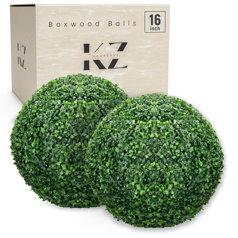 Faux Topiary Boxwood Plant – 2 Pieces 16 Inch Artificial Boxwood Topiary Plant