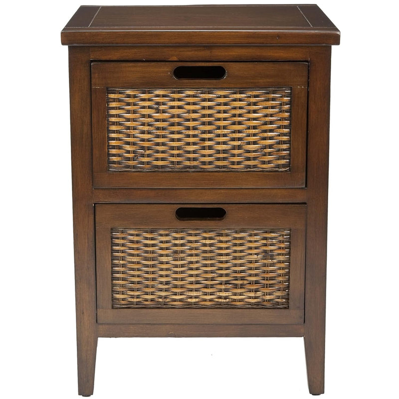 American Homes Collection Jonah Dark Teak 2-Drawer End Table