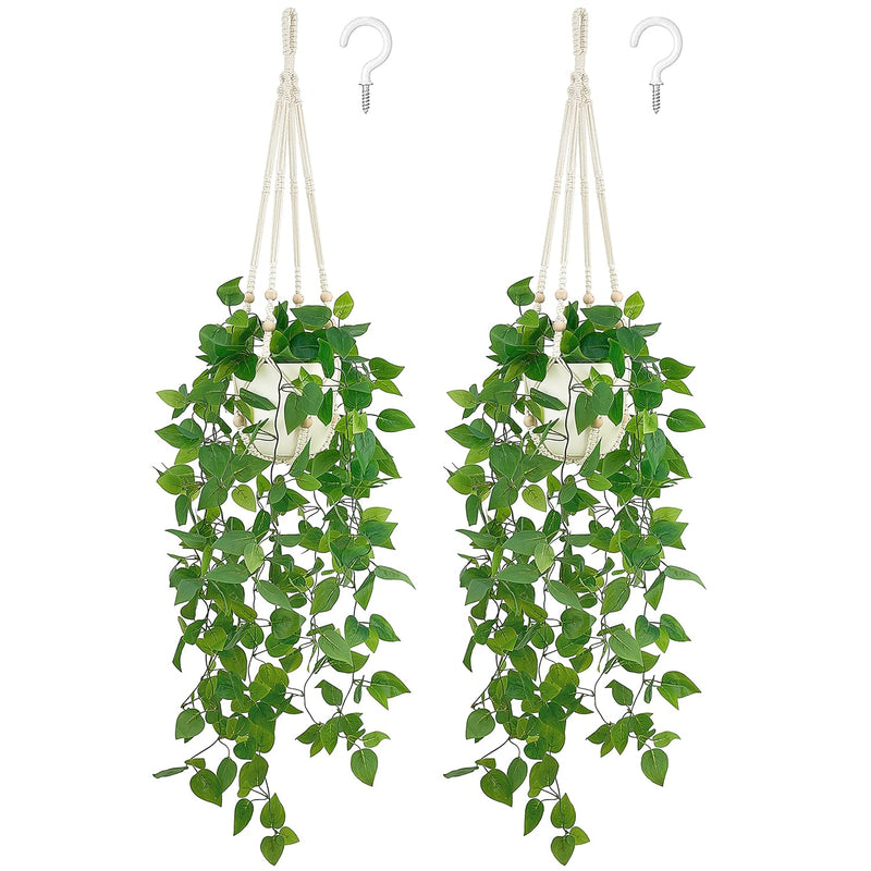 2 Packs Fake Hanging Plant With Pot, Artificial Plants For Home Decor Indoor M