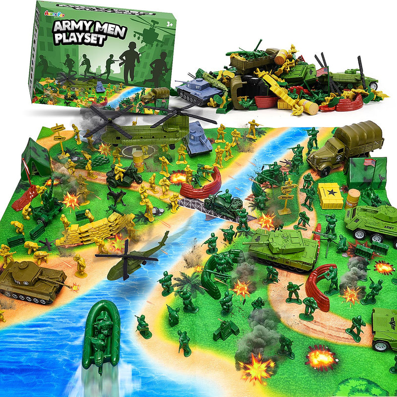 Army Men Playset Toys With Plastic Army Men Action Figures, Military Toys W