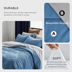 Blue Comforter Set Queen - 7 Pieces Reversible Blue Bed In A Bag With Comforters, Sheets, Pillowcases & Shams, Queen Blue Bed Set
