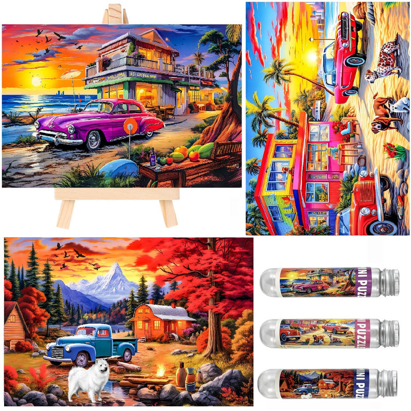 Small Jigsaw Puzzles For Adults 150 Pieces Vintage American Car Illustratio