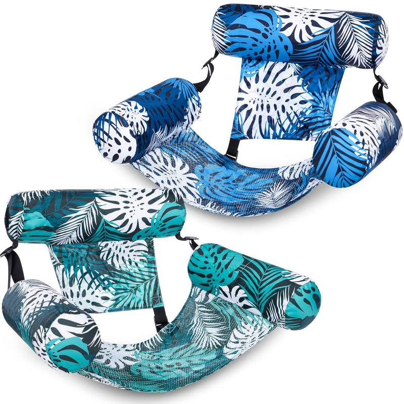 Sloosh Pool Floats Chairs Adult, 2 Packs Inflatable Pool Lounge Chairs,Blow