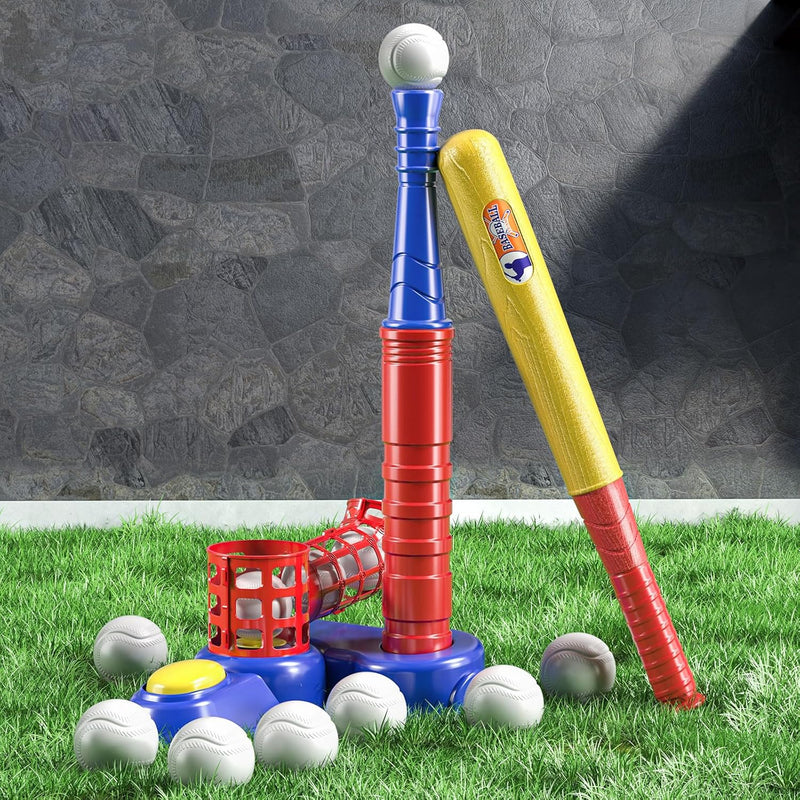 TEMI 2 in 1 Tee Ball Set for Kids 3-5|5-8, Kids Baseball Tee, T-Ball Set wi