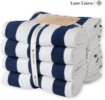 Beach Towel 4 Pack - Beach Towels Oversized, Cabana Stripe Large Beach Towel, Quick Dry Pool Towels, Beach Essentials for Women, Soft & Absorbent Oversized Beach Towel (36" x 72”) - Blue