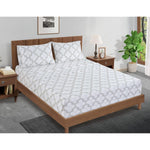 100% Organic Cotton Full Sheets Set 4-Piece Pure Percale Long Staple Bedding Breathable Fits Mattress Upto 15" Deep - Trellis Silver