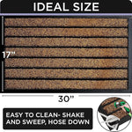 Extra Durable Door Mat - Dirt Trapping Outdoor Welcome Mats - Non-Slip Outdoor Indoor Entrance - Low Profile Front Doormat (30" x 17", Bright Brown)