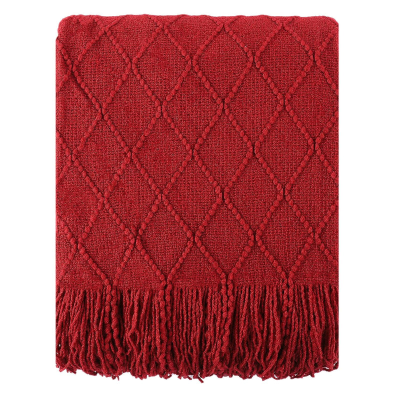 Christmas Decor Red Throw Blanket With Fringe Geometric Bed Burgundy Throws Wi